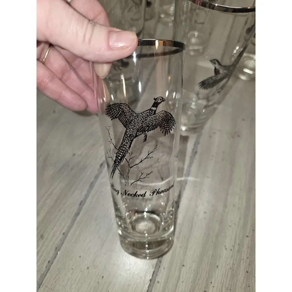 Vtg Federal Highball Glasses Canada Goose Game Birds Sportsman Barware Man Cave